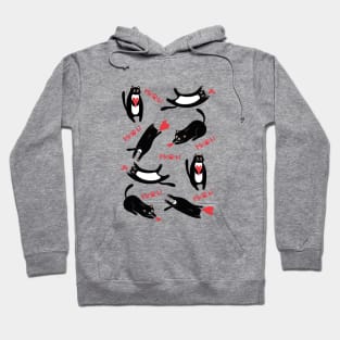 Cute black cats playing with hearts and meow Hoodie